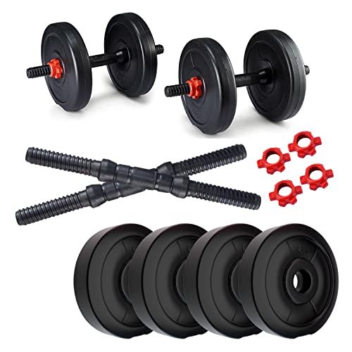 Image of Kore PVC DM 4-40 Kg (Black /Black-Red /3 IN 1 Convertible) Dumbbells Set and Fitness Kit for Men and Women Whole Body Workout