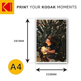 KODAK Picture Paper - Papier Photo Brillant, Pack de 50 Feuilles, Format A4 (21x29,7cm), 180g/m², Idéal pour Impressions Jet d'Encre, Couleurs Éclatantes et Contraste Élevé, Finition Haute Qualité