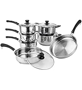 Conjunto de cozinha Chandler de aço inoxidável disponível em tamanho pequeno e grande inclui panelas para cozinhar...