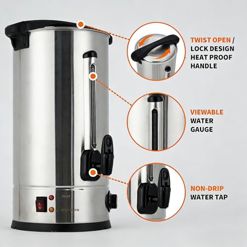 Image of 14 L /110 Cups Coffee Urn, Double-Wall Stainless Steel Coffee Maker Hot Water Urn, Large Capacity Hot Coffee Dispenser, Quick Brew, Stays Hot for Buffet Catering Wedding Gathering(Silver)