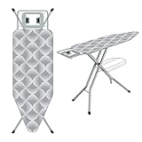 5.Panneau de repassage spacieux et respirant : la surface de repassage spacieuse de 120 x 45 cm peut facilement repasser de grands articles de différents types de vêtements, et la planche à repasser est équipée d'un treillis en fer métallique, d'une housse en mousse respirante et 100 % coton. Ce matériau est perméable à la vapeur, lui permettant de mieux répartir et retenir la chaleur. La housse avec cordon de serrage empêche le froissement et la housse 100 % coton avec couche de mousse résistante à l'abrasion est lavable et amovible pour plus de durabilité et de propreté.