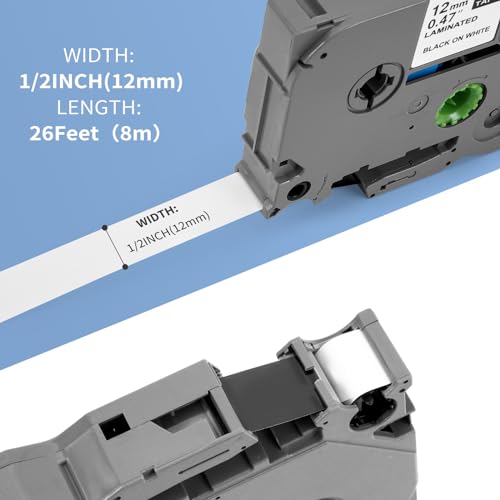 4 x Kompatibel Brother TZe-231 P Touch Schriftband für Brother P-Touch Bänder 12mm TZ TZe Tape 0.47 White Laminiertes Schriftband für P-Touch PT-H100R PT-H105 PT-H100LB PT-H110 H107B PT-D400 PT-1000