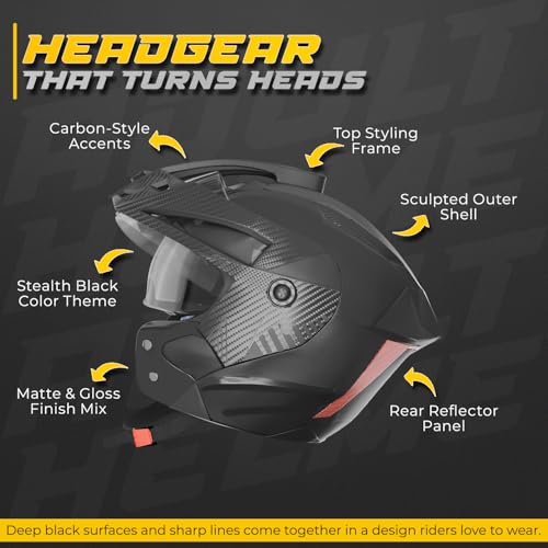 Image of Rydr Flare Dual Black Half Face Motorbike Helmet for Men and Women | Secure Fit Helmet with Durable Shell Comfortable Padding and Airflow System for Safe Two Wheeler Riding