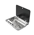Boat Caravan RV 2 Burner Gas Stove Hob Glass Lid 2 * 1.35KW 460 * 335 * 60mm GR-910L