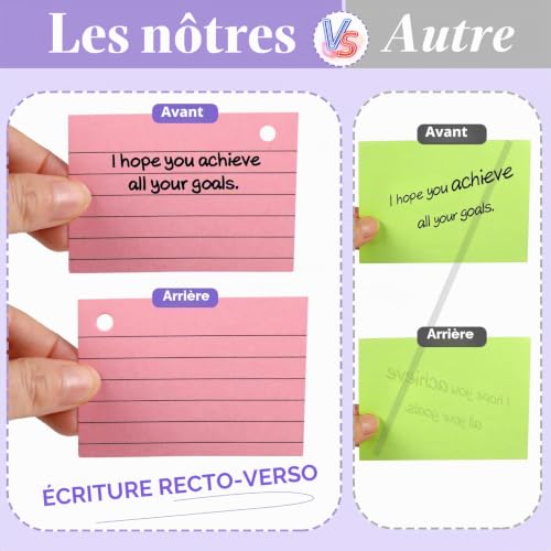 Siumir Lot de 1200 Flashcard, impression recto-verso, cartes d'apprentissage A8, avec couverture en kraft et anneau en vrac, 6 couleurs, adaptées pour les bureaux, les écoles (7,4 x 5,2 cm） – vue 8