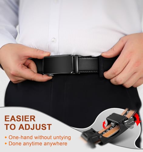 BULLIANT Men Belt, Ratchet Belt Adjustable For Gift Men Dress Jeans 1 3/8"-Cut For Fit4