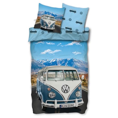 SkyBrands Volkswagen Bettwäsche VW Bulli T1 Panorama Berge Alpen Bus...