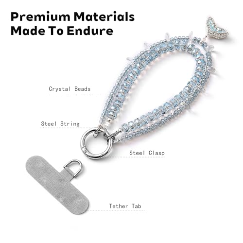 Breloque pour téléphone portable perles cristal cordon universel - 3
