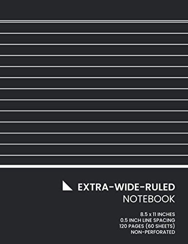 Extra-Wide-Ruled Notebook: Bold Lined Paper, 120 Pages (60 Sheets), No Margins, 8.5 x 11 Inches