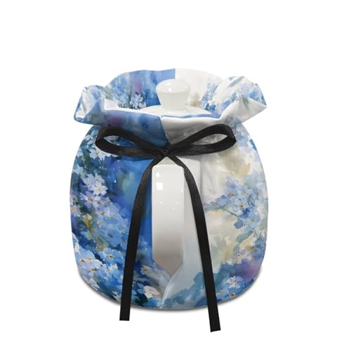 Image of Xoenoiee Cat Cherry Blossom Blue Pattern Tea Cozy Tea Pot Cover Insulation Tea Cosy Teapot Dust Cover Teapot Warmer for Home Kitchen Teapot Covers