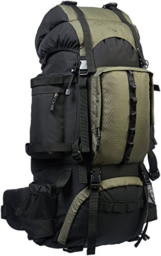 Amazon Basics Wanderrucksack mit Innengestell und Regenschutz, 75 L, Grün – Bild 3