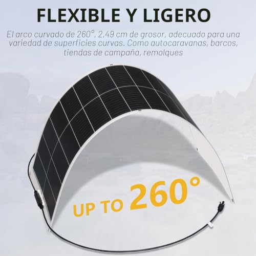 Panel solar flexible 200 W 18 V monocristalino XINPUGUANG blanco para autocaravana 5
