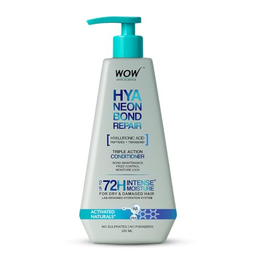 Image of WOW Skin Science HyaNeon Bond Repair Hyaluronic Conditioner for Dry & Damaged Hair|Moisturizing, Sulphate-Free Formula + Peptides & TeraBond Technology | 72H Intense Hydration, Shine & Strength | 200 ml