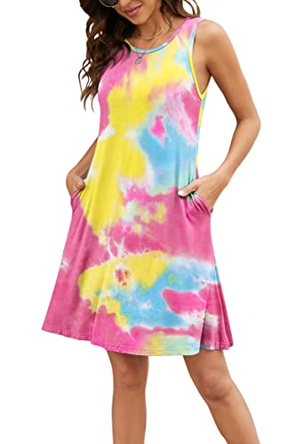 Image of Summer Dresses for Women Casual Sleeveless Swing Sundress with Pockets