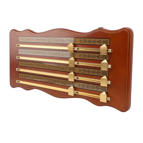 Mrisata Billiard Scoreboard High Density Wood 4 Track Snooker Scoring Board Professional Billiard Score Keeper for Pool Halls and Home Game Rooms Brown
