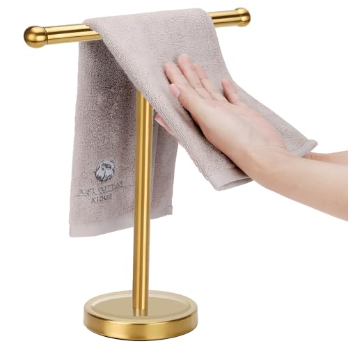 Support de serviette autoportant en or brossé pour bain - 2
