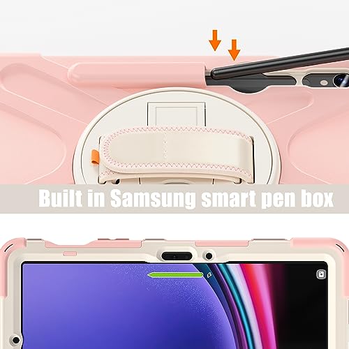 Coque Samsung Galaxy Tab S10 Lite rose antichoc avec porte-stylo et béquille