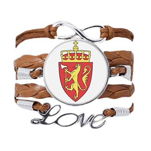 DIYthinker Pulseira com emblema nacional da Noruega Europa com corrente de amor para presente