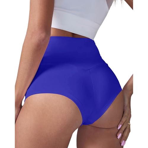 High Waist Yoga Shorts for Women Shaping Athletic Fit for Gym Workout Running Dance Blue