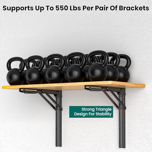 EVERHANGER 18" Folding Shelf Brackets for Garage, Collapsible Shelf Bracket by EVERHANGER - Used condition - Image 3