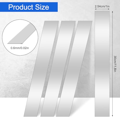 10 Stück 304 Edelstahl-Streifen, 30,5 cm Länge x 2,5 cm Breite x 0,1 cm Dicke, dünne Metallscheiben zum Nivellieren, Edelstahlblech, Stahlscheiben für Küchenverkleidung, Spaltfüller, Werkzeuge