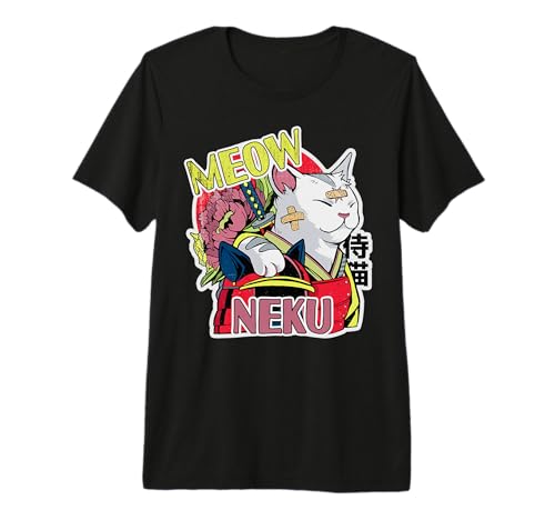 Japanese Anime Cat Samurai. Manga Anime Neku Cat Premium T-Shirt