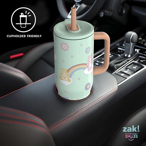 Image of Zak Designs Care Bears 30oz Spill-Proof Insulated Stainless Steel Tumbler | BPA Free, Silicone Straw, Handle, Cupholder Friendly, Dishwasher Safe, For Office, Home, Travel, Work, Gym, Fitness