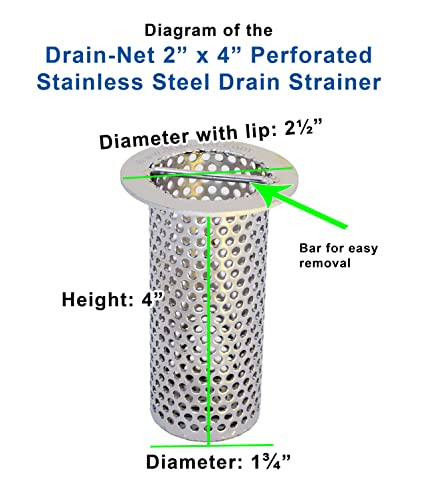 Image of 2 inch Commercial Floor Drain Strainer, Perforated Stainless Steel, 4 inch Tall