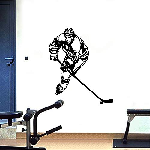 Ikpytree Wall Decal Stickers Sports Series - Ice Hockey Player White - Motivational Home Wall Decor Decals |22 H X 35 W Inches |Gym Bedroom Wall Art Decoration #TOP3