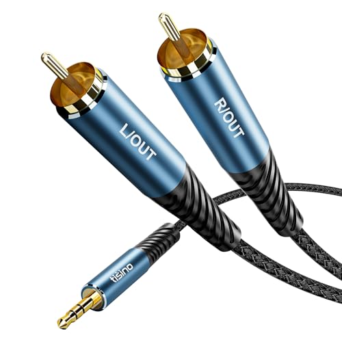 Tisino Cinch auf Klinke 3,5mm AUX Kabel（1,5m, 2 Cinch Stecker auf 3,5mm TRS Kopfh&ouml;rerbuchse, Zusatzkabel zum Anschluss von Mobiltelefonen, MP3 Playern an Verst&auml;rker, Fernseher