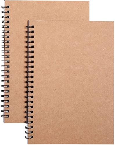Blank Journal Notebooks Unlined Spiral Notebooks, A5 with thick kraft cover Sketch Notebooks Drawing NoteBooks Diary Memo Notepads, 100 Pages/ 100 Sheets, 8.3 x 5.7 Inches …