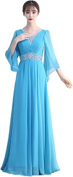 Dress Long Dress One Piece Shiny Glitter High Waist Elegant Gorgeous Womens Princess Dress Adult Cute Concert Chorus Recital Host Karaoke Piano Wedding Party CR-03