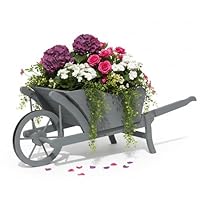 GOPLUS Plantenkruiwagen, plantenwagen met wielen en handgreep, houten bloembak, bloembak, bloemenstandaard, bloembak voor tuin en outdoor, 62 x 34 x 60 cm (groen