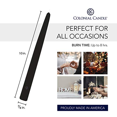 Image of Colonial Candle Unscented Taper Candle, Handipt Collection, Black, 10 in, Pack of 12 - Up to 8 Hours Burn