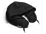 HoodiePillow Inflatable Neck Pillow for Airplane Travel, Car, Train or Relaxing at Home. Compact,...