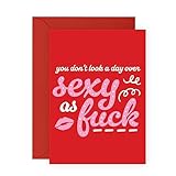 CENTRAL 23 Wife Birthday Card - You Don't Look A Day Over, Sexy - Best Friend Birthday Card Female - Girlfriend Birthday Cards Funny - Comes With Fun Stickers