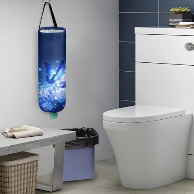 Plastic Bag Holder, Butterfly Design 2Pcs Wall Mount Plastic Bag Organizer Dispenser Reusable Grocery Bag Holder Trash Bag Organizer for Home Kitchen