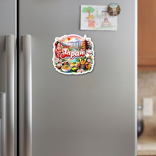 Image of Japan Theme Souvenir Wooden Fridge Magnet for Refrigerator - Printed Fridge Magnet for Kitchen & Fridge Decor | Perfect Souvenir Gift | Fridge Decoration | Size 3x3 Inches