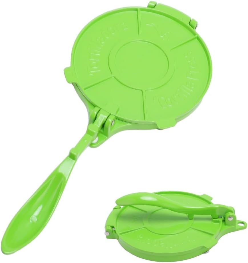 8in Aluminum Tortilla Press - Multifunctional Dough Thinning for Tortillas, Dumpling & Spring Roll Wrappers, Easy Clean Kitchen Tool(Green)
