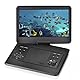 Tragbarer DVD-Player mit 16,1 Zoll (42,9 cm) (14,1 Zoll) drehbarem Bildschirm, 6 Stunden Akku, Auto-Kopfstützenhalterung, tragbare DVD unterstützt alle Regionen-Discs/SD-Karte/USB/Sync-TV, Schwarz