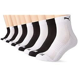 PUMA Unisex Cushioned Quarter Socks (5 Pack), Calcetines, Unisex adulto, Blanco/Negro, 43-46