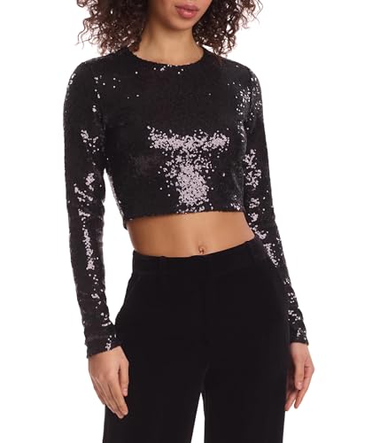(取寄) コマンドー レディース シークイン ロング スリーブ クルー クロップ トップ SEQ204 Commando women Sequin Long Sleeve Crew Crop Top SEQ204 Black 41uj1q0c9XL.jpg