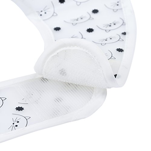 LÄSSIG Babyslabbetje, afwasbaar, lekbescherming, waterdichte klittenbandsluiting, 1 stuks, EVA Bib Little Chums Cat, wit - Image 5