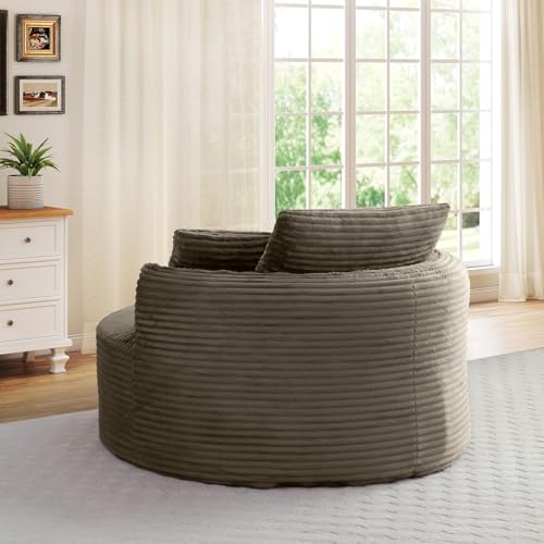 Sillón Redondo Plegable Tela Corduroy Camel miniatura 7
