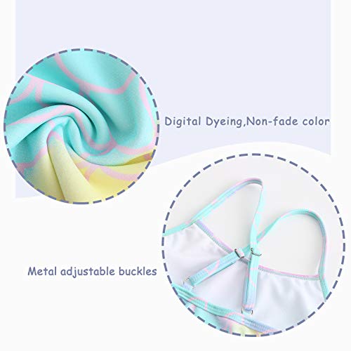 Image of Girls Two Piece Tankini Swimsuits Tie Dye Bathing Suit for Kids One Shoulder Swimwear 3-16 Years
