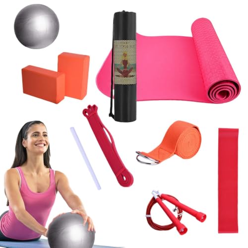 Kits de yoga con banda elástica y alfombrilla antideslizante para pilates en casa
