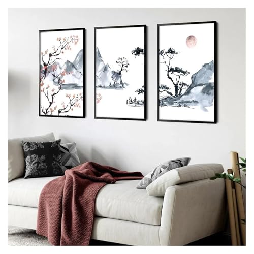 Décor de salon moderne avec tableau cerisier 50x70 - 4