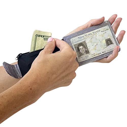 SPRIGS Wrist Wallet - Hidden Wallet Pouch with ID Window - Wristlet Travel Wallet w/Flip Open Magnetic Tab to Hold Cash, Card, ID's - Wrist Pouch with Zipper for Running/Walking - Black, Large/XL2
