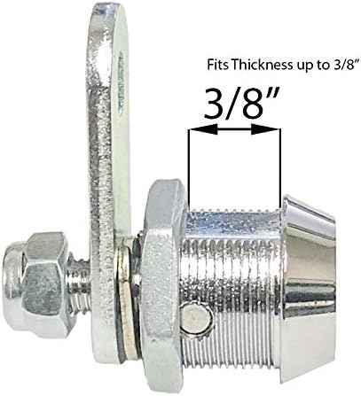 Westway Locks 5/8" Tubular Cam Lock with Chrome Finish - Keyed Alike 4 Pack with 2 Keys, 1 1/4" Cam and Offset Cam Lock - Cabinet Lock, Drawer Lock, RV Compartment Lock, File Cabinet Lock