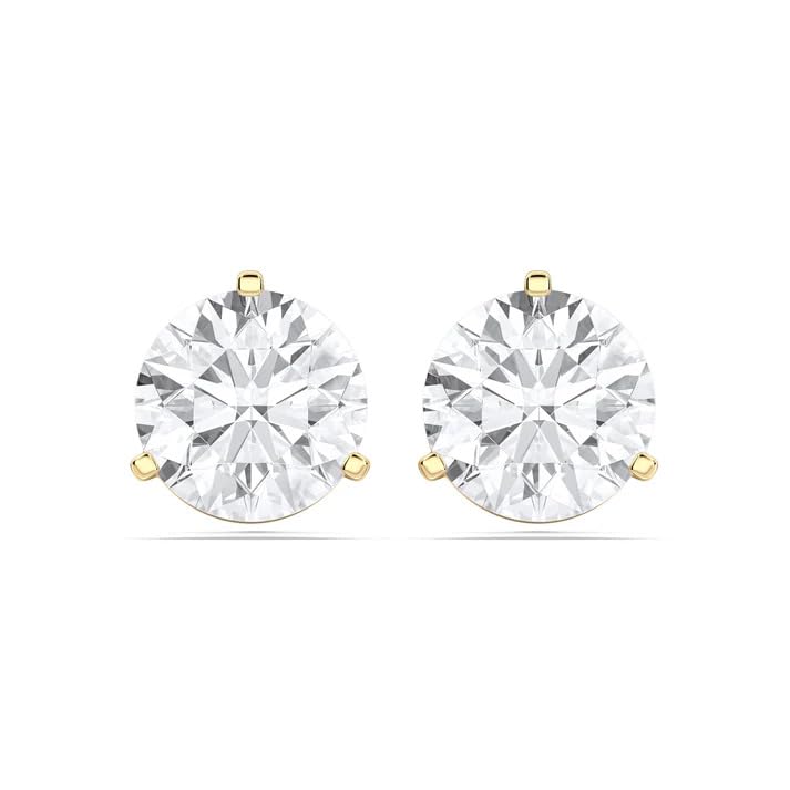 IGI Certified .50ct to 5.00 Carat Round Brilliant Lab-Grown Diamond 3-Prong Stud Earrings in 14k Yellow, White or Rose Gold With Push Back Closure - Image 3